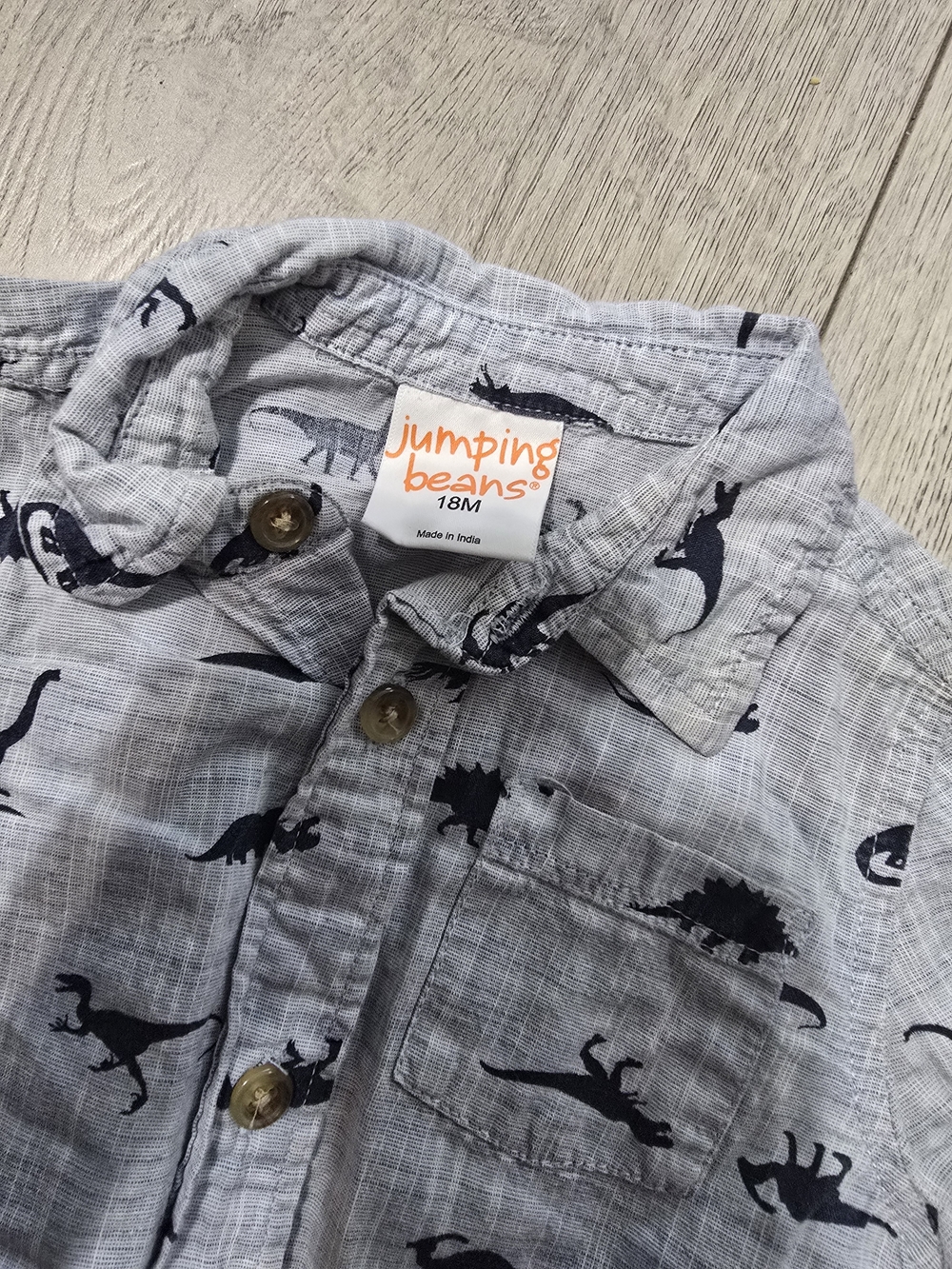 Jumping Beans Light Gray Dinosaur Print Shirt - 18M